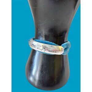 Beautiful Brighton Teal Blue Velvet Silver Sisters Make Best Friends Bracelet